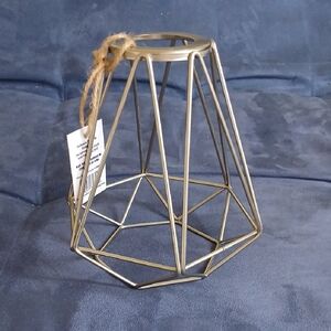 Geometric Brushed Nickel Caged Lamp Shade Or Candle Holder
